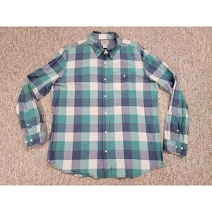 LL Bean Shirt Men Large Plaid Lakewashed Slightly Fitted Button Down Long Sleeve